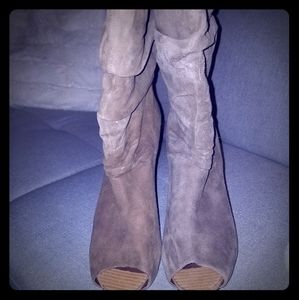 Max Studio Sexy peep-toe suede heeled boots